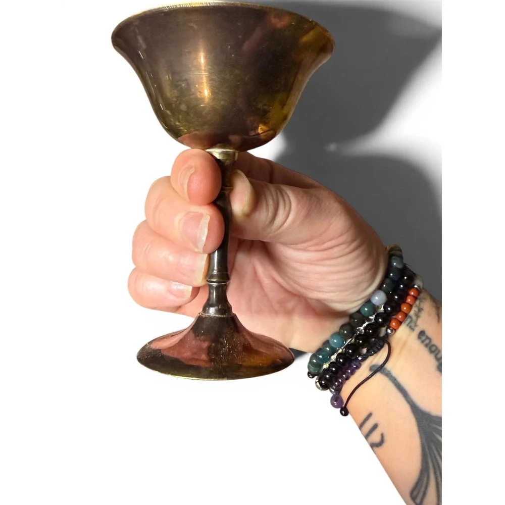 Vintage Solid Brass Chalices | Set of 3 | Mid-Century Barware